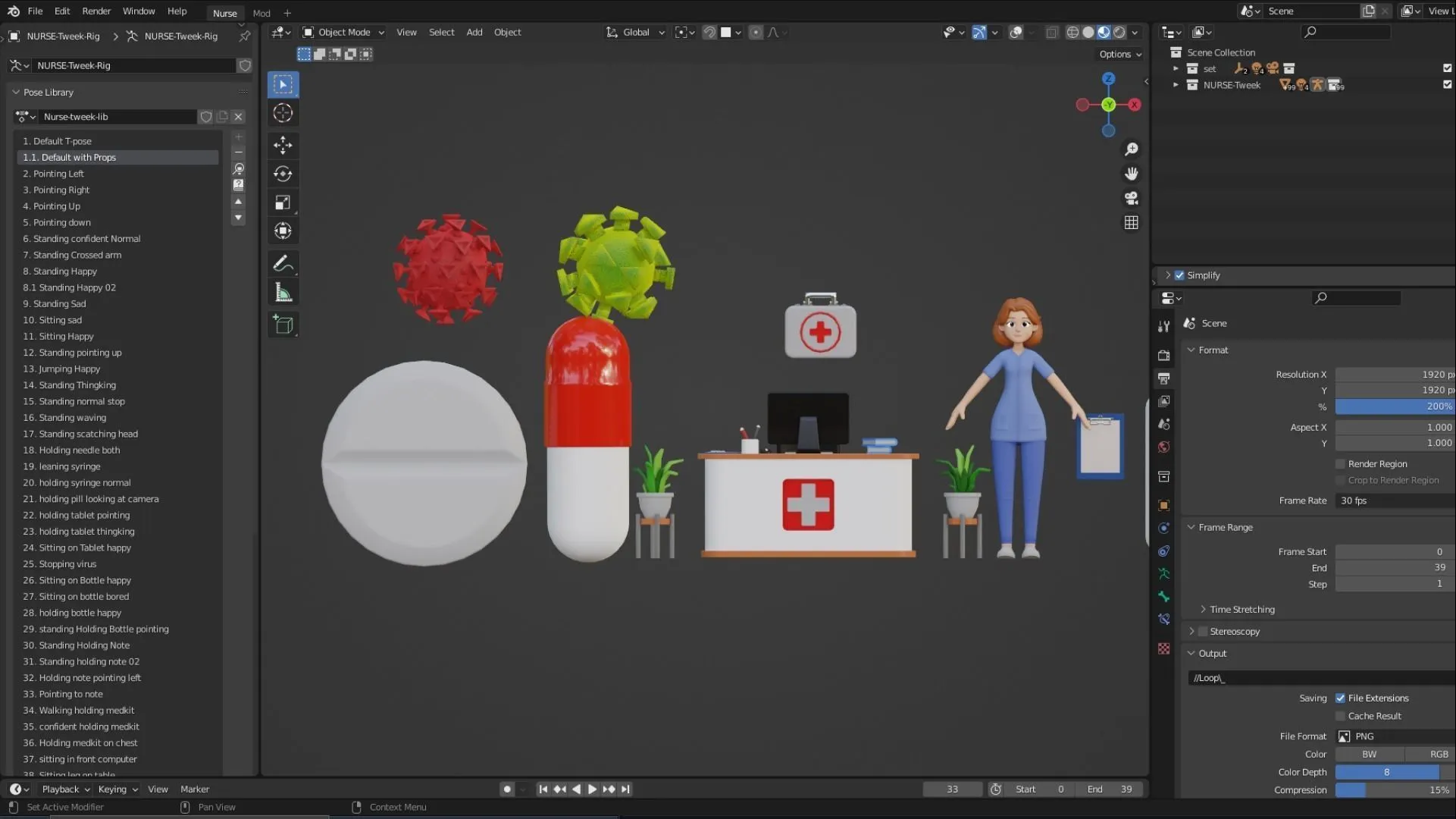 Medicine work related assets for Cartoon Nurse Woman